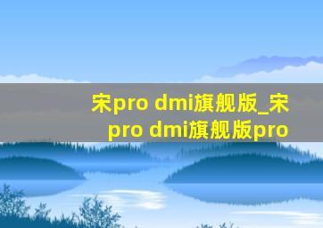 宋pro dmi旗舰版_宋pro dmi旗舰版pro